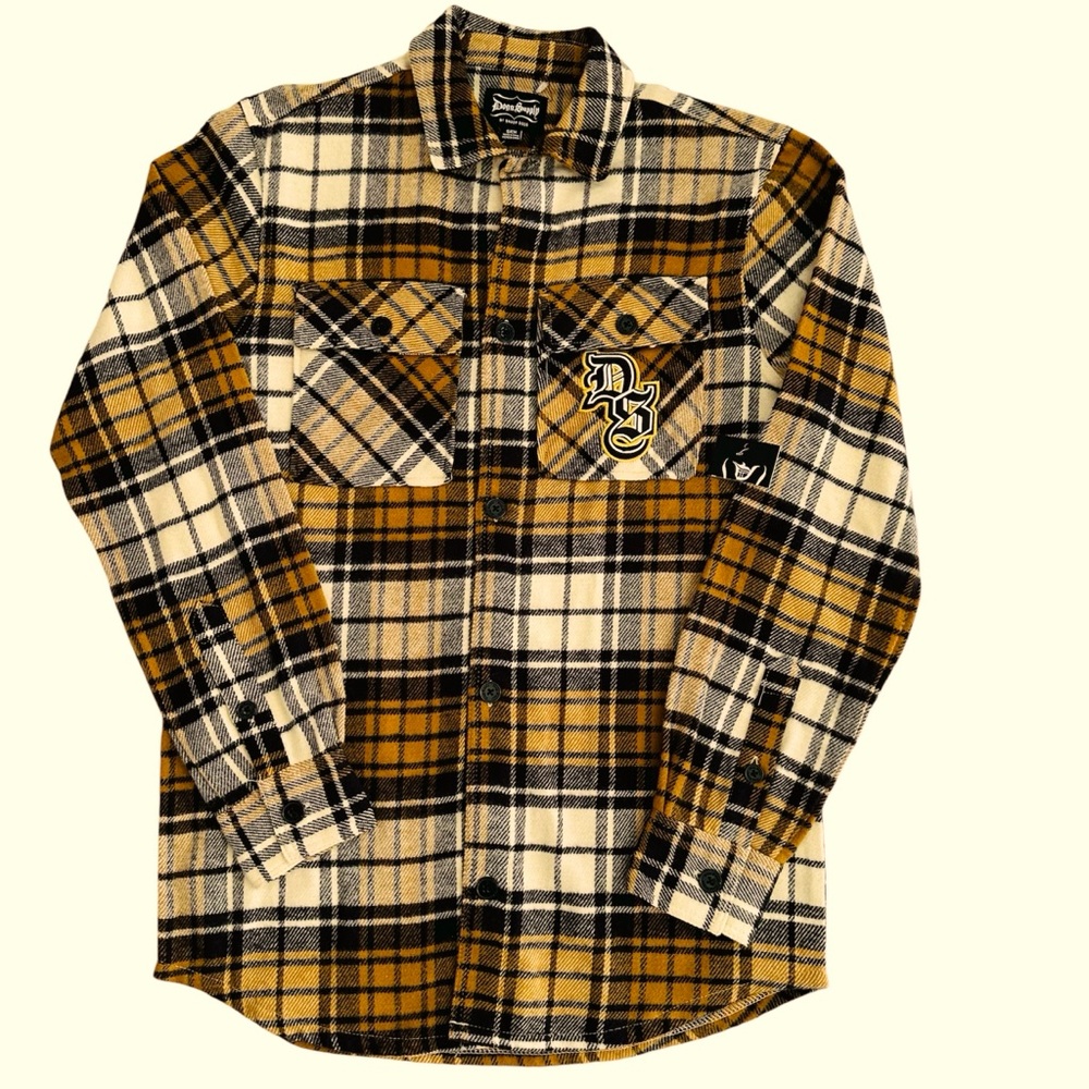 Dogg Supply Flannel Shirt Mens Small Brown Black Plaid Snoop Dog Soft Casual Tag